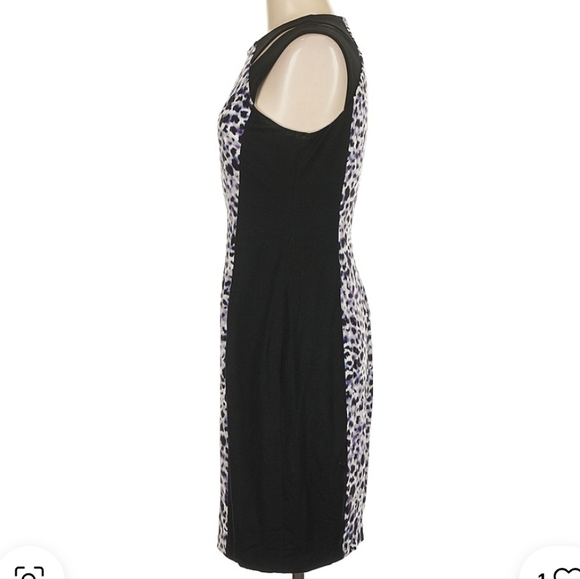 Cachè Purple Leopard Print Panel Bodycon Dress Size 2 - Picture 13 of 14